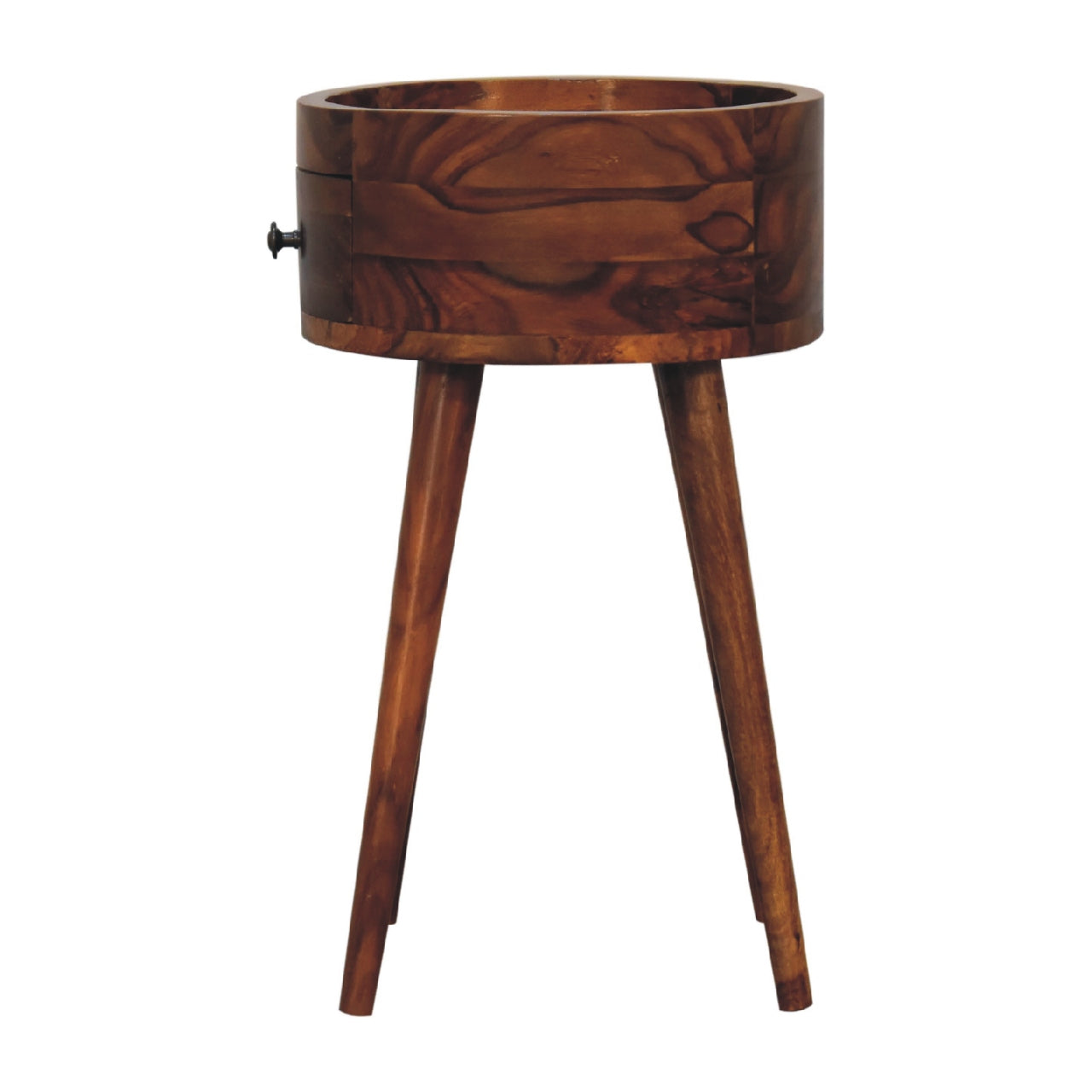Waialua Honey Mango Wood Round Tripod Bedside Table
