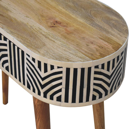 Honolulu Monochrome Black and White Bone Inlay Console Table with Storage Drawer