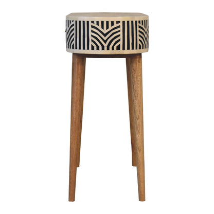 Honolulu Monochrome Black and White Bone Inlay Console Table with Storage Drawer