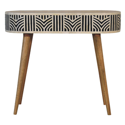 Honolulu Monochrome Black and White Bone Inlay Console Table with Storage Drawer