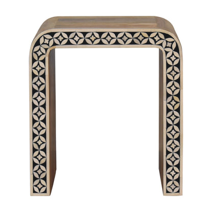 Honolulu Monochrome Black and White Bone Inlay End Table