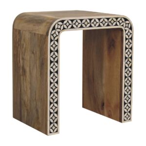 Honolulu Monochrome Black and White Bone Inlay End Table