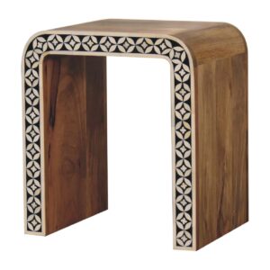 Honolulu Monochrome Black and White Bone Inlay End Table