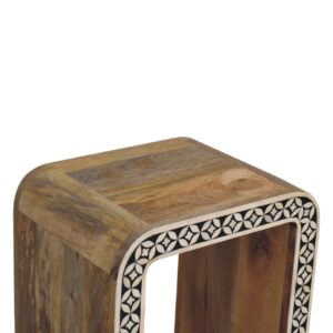Honolulu Monochrome Black and White Bone Inlay End Table