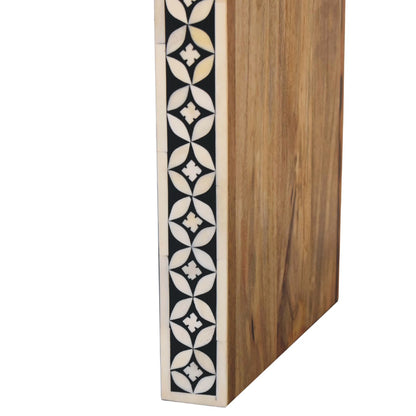 Honolulu Monochrome Black and White Bone Inlay End Table