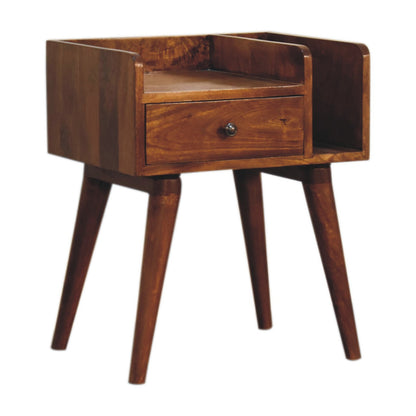 Giverny Chestnut Mango Wood Bedside Table Drawer and Storage Shelf