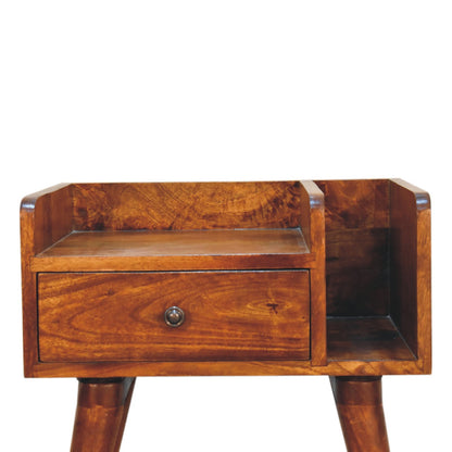 Giverny Chestnut Mango Wood Bedside Table Drawer and Storage Shelf