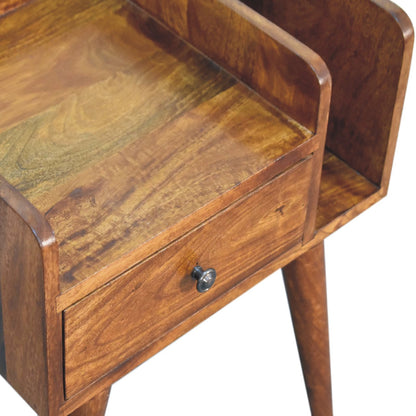 Giverny Chestnut Mango Wood Bedside Table Drawer and Storage Shelf
