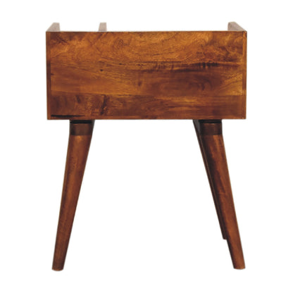 Giverny Chestnut Mango Wood Bedside Table Drawer and Storage Shelf