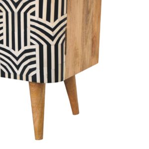 Honolulu Monochrome Black and White Bone Inlay Storage Cabinet 2 Doors