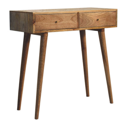 Chamonix Mango Wood Console Table 2 Drawers Angled Legs