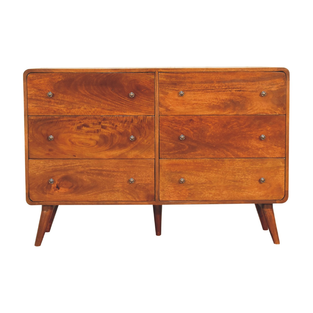 Ostuni Large Curved Chestnut Chest 6 Drawers