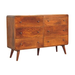 Ostuni Large Curved Chestnut Chest 6 Drawers