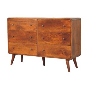 Ostuni Large Curved Chestnut Chest 6 Drawers