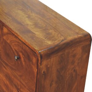 Kaew Mango Wood Curved Chestnut Chest of 5 Drawers
