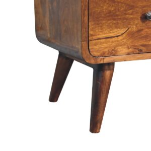 Kaew Mango Wood Curved Chestnut Chest of 5 Drawers