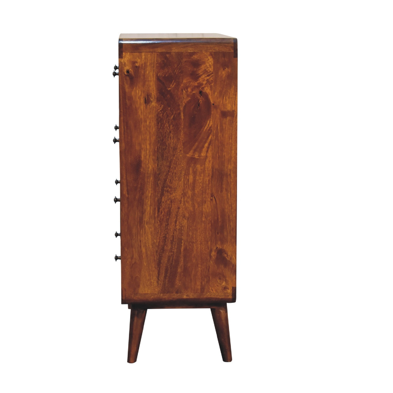 Kaew Mango Wood Curved Chestnut Chest of 5 Drawers