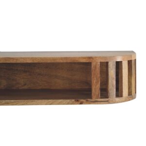 Kailua Floating Natural Mango Wood Slatted Console Table Open Shelf
