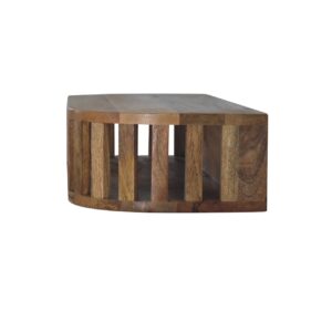 Kailua Floating Natural Mango Wood Slatted Console Table Open Shelf