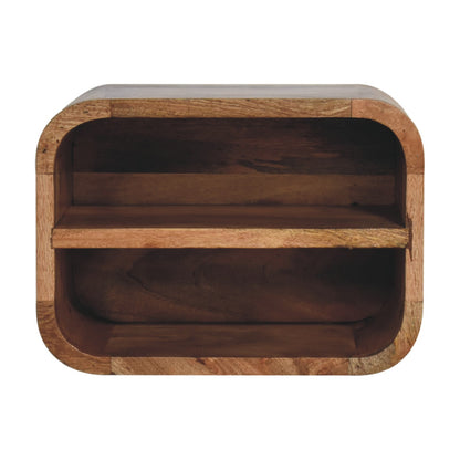 Assisi Oak Mango Wood Open Shelf Floating Open Curve Bedside Table