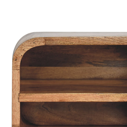 Assisi Oak Mango Wood Open Shelf Floating Open Curve Bedside Table