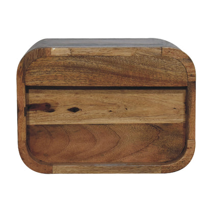Assisi Oak Mango Wood Open Shelf Floating Open Curve Bedside Table