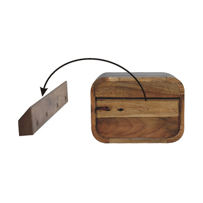 Assisi Oak Mango Wood Open Shelf Floating Open Curve Bedside Table