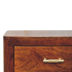 Ploumanach Mango Wood Bedside Bedside Table 3 Drawers Brass Handles