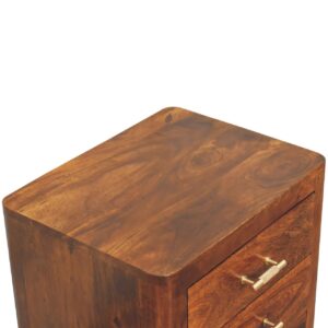 Ploumanach Mango Wood Bedside Bedside Table 3 Drawers Brass Handles