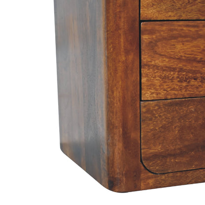 Ploumanach Mango Wood Bedside Bedside Table 3 Drawers Brass Handles