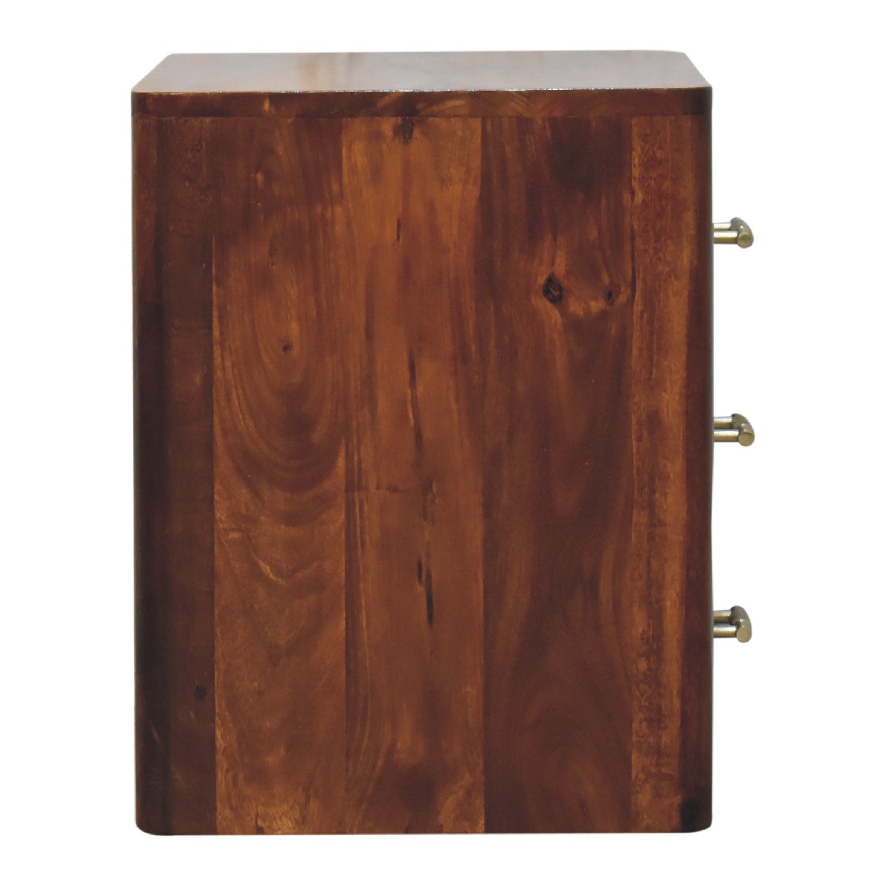 Ploumanach Mango Wood Bedside Bedside Table 3 Drawers Brass Handles
