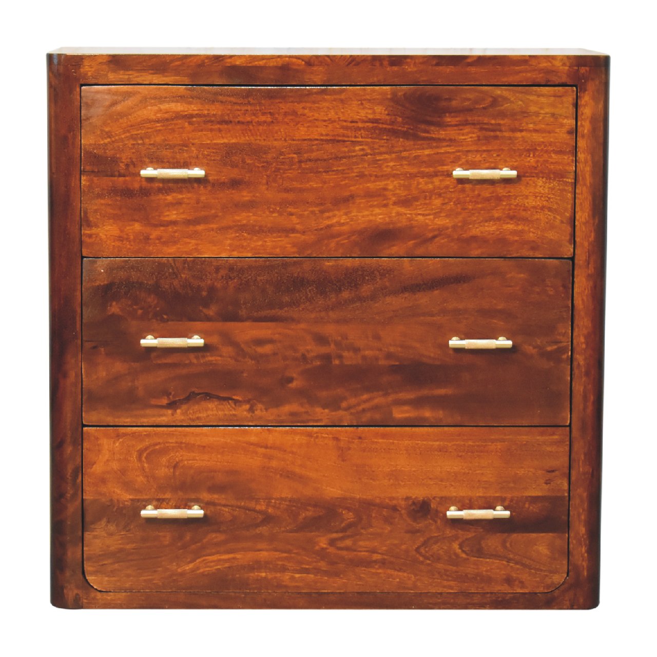 Hana Mango Wood Chest of 3 Drawers T Bar Handles