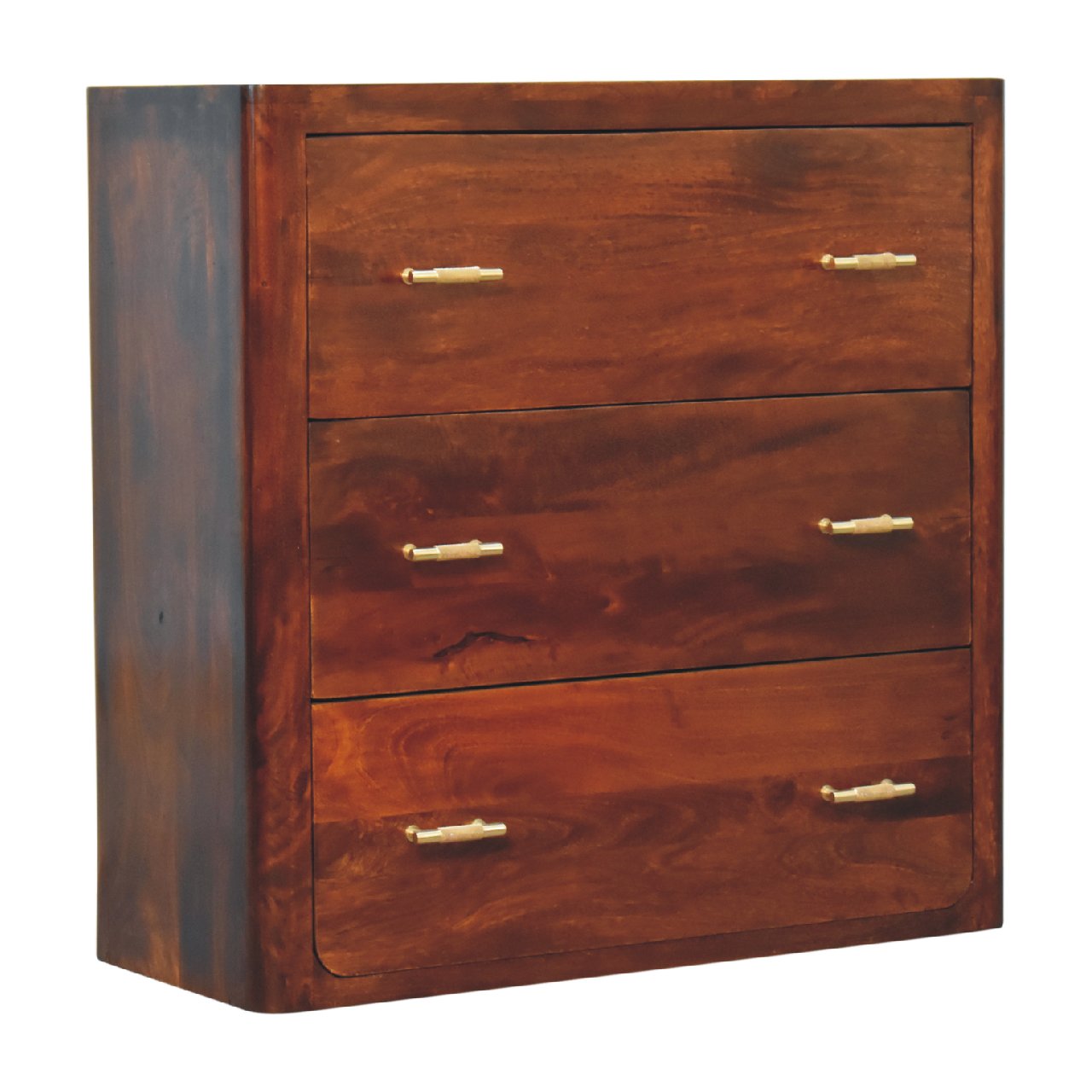 Hana Mango Wood Chest of 3 Drawers T Bar Handles