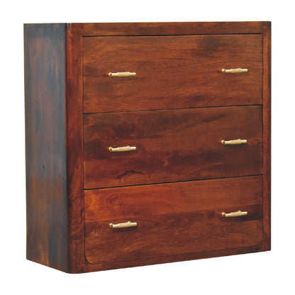 Hana Mango Wood Chest of 3 Drawers T Bar Handles