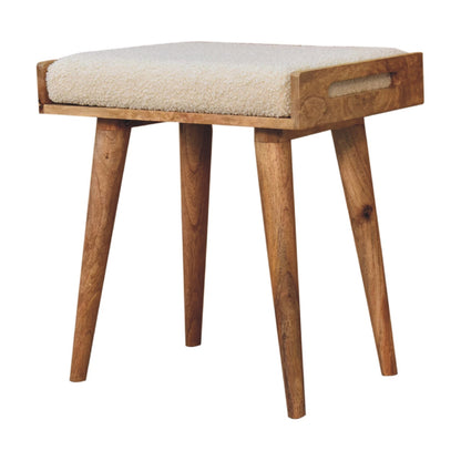 Kampong Boucle Cream Tray Style Footstool