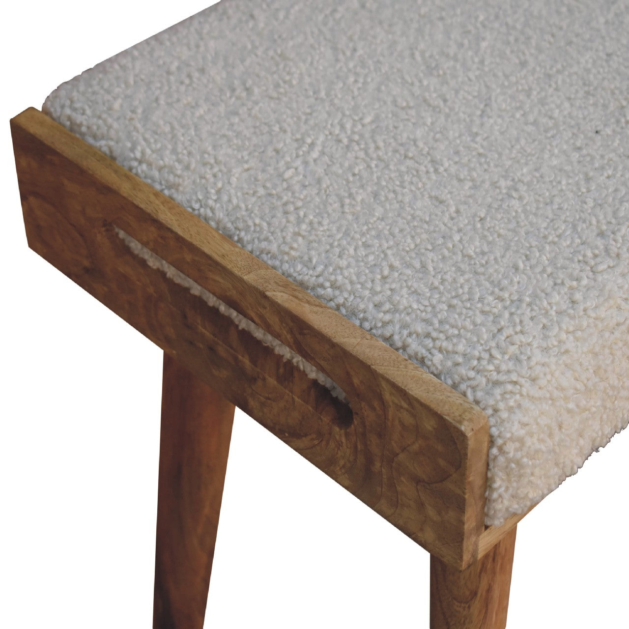 Kampong Boucle Cream Tray Style Footstool