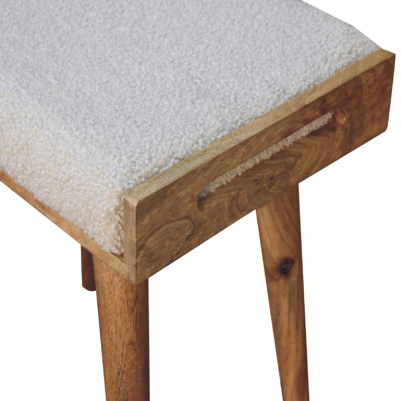 Kampong Boucle Cream Tray Style Footstool