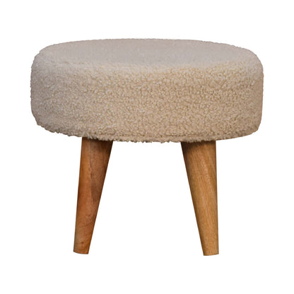 Kampong Cream Boucle Petite Footstool