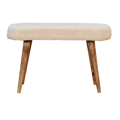 Kampong Cream Boucle Nordic Bench Mango Wood Legs