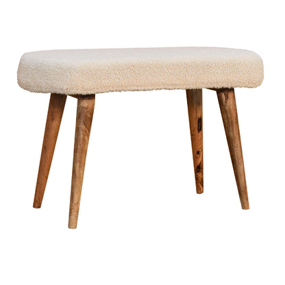 Kampong Cream Boucle Nordic Bench Mango Wood Legs