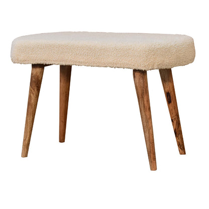Kampong Cream Boucle Nordic Bench Mango Wood Legs