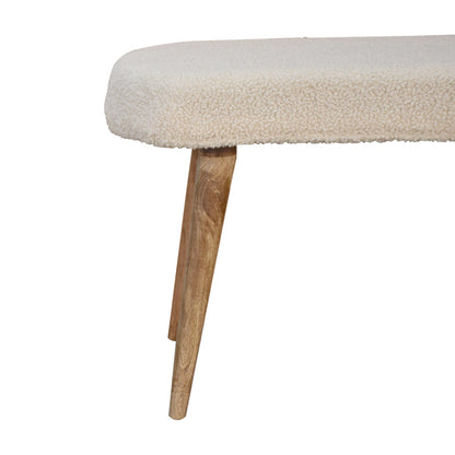 Kampong Cream Boucle Nordic Bench Mango Wood Legs