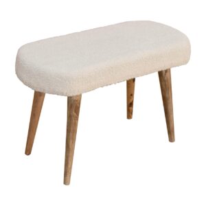 Kampong Cream Boucle Nordic Bench Mango Wood Legs
