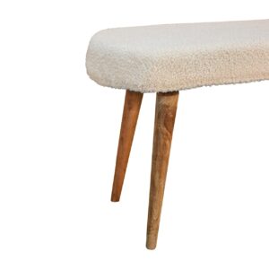 Kampong Cream Boucle Nordic Bench Mango Wood Legs