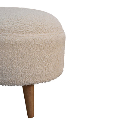 Kampong Cream Boucle Rounded Footstool