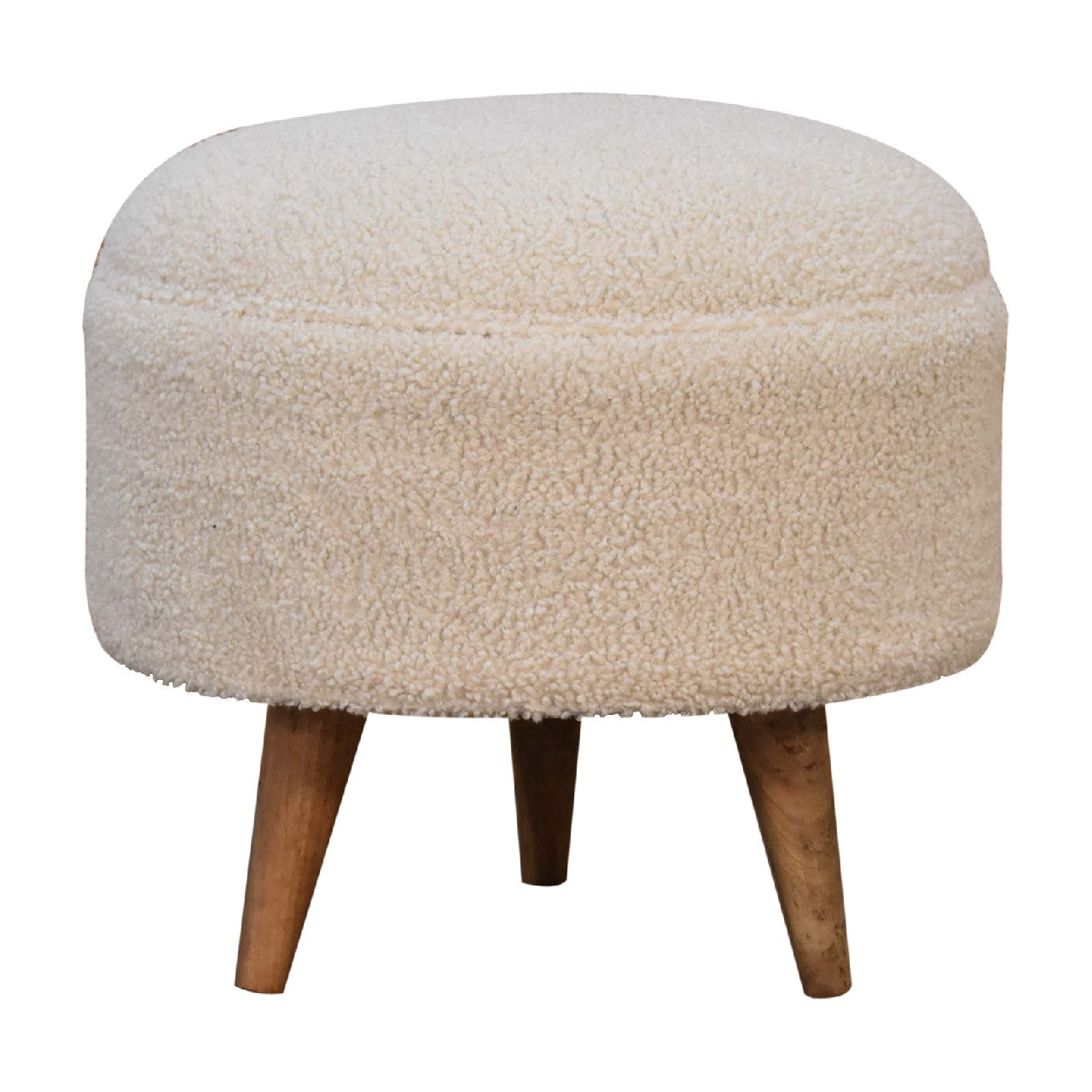 Kampong Cream Boucle Rounded Footstool