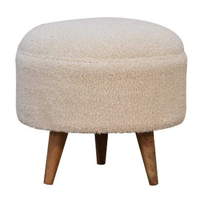 Kampong Cream Boucle Rounded Footstool