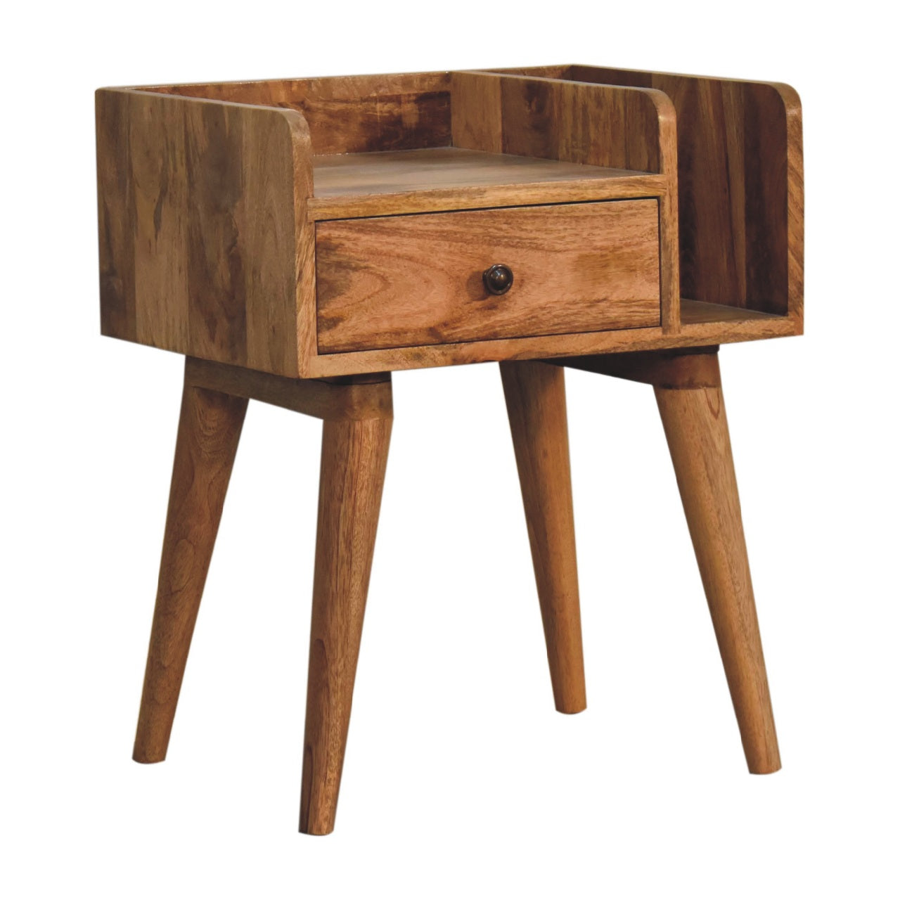 Giverny Oak Mango Wood Bedside Table Drawer and Storage Shelf