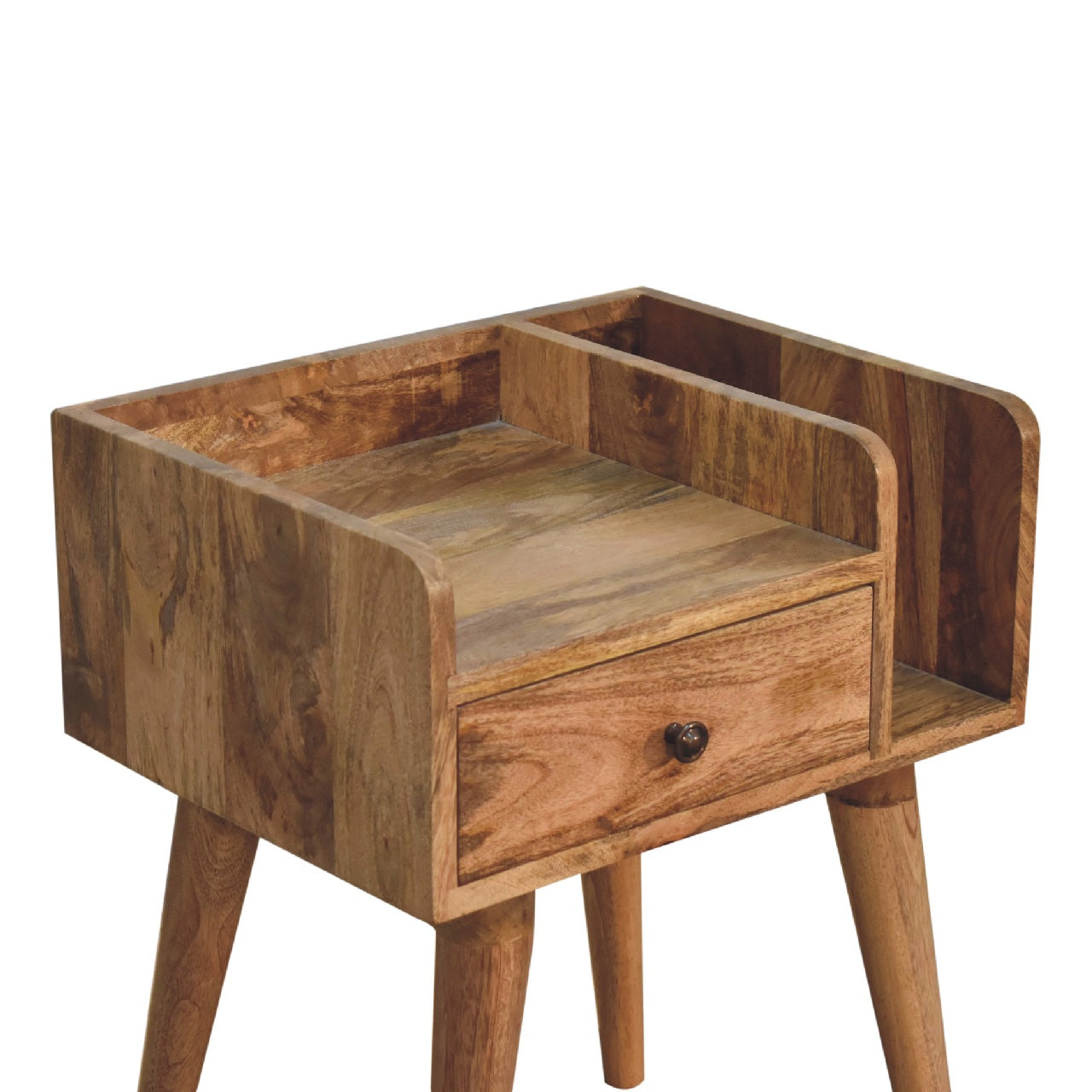 Giverny Oak Mango Wood Bedside Table Drawer and Storage Shelf