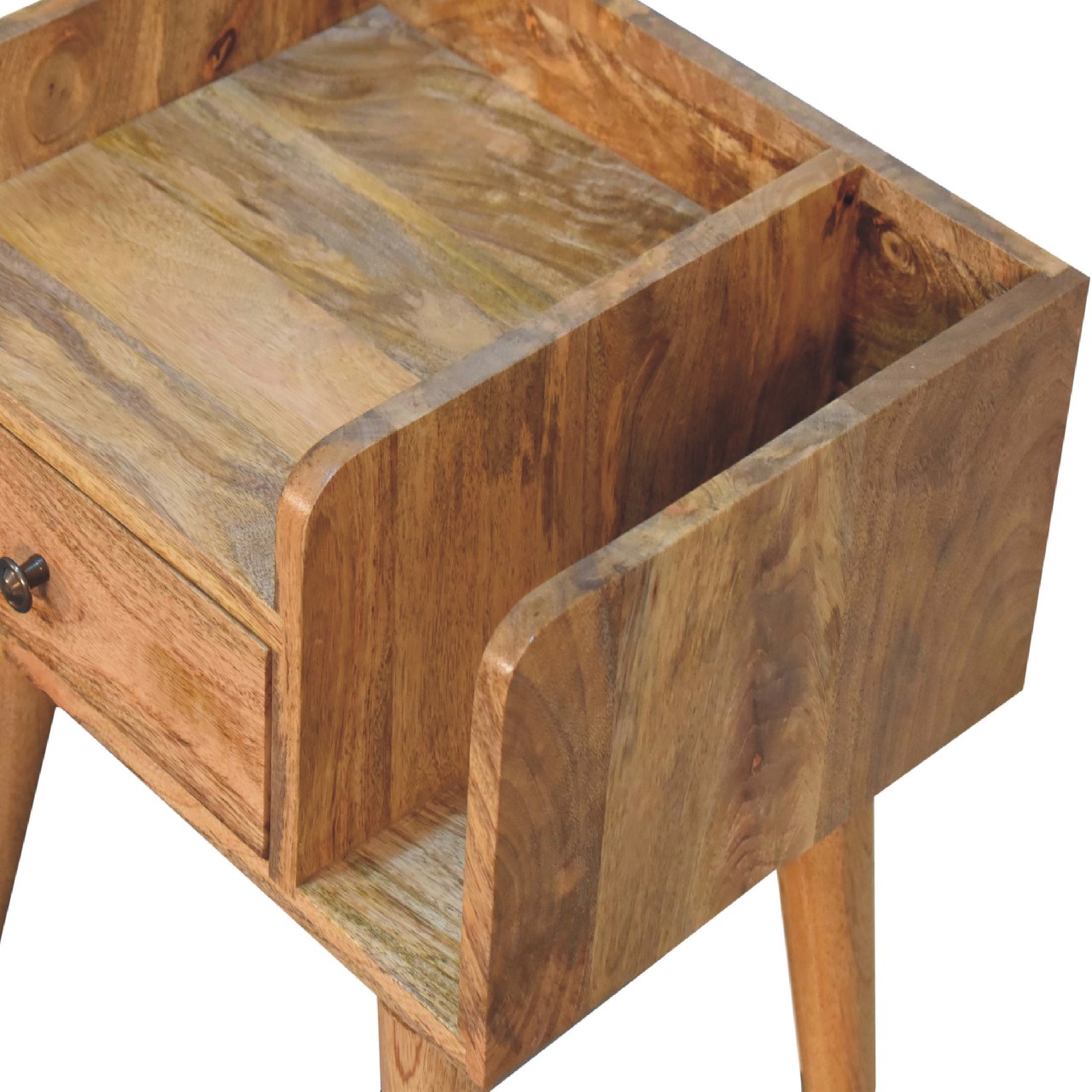 Giverny Oak Mango Wood Bedside Table Drawer and Storage Shelf